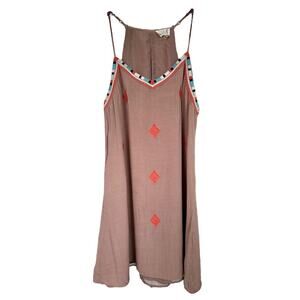 Sady & Lu Women's Boho Tank Dress Sleeveless Lined 100% Rayon Size S Brown